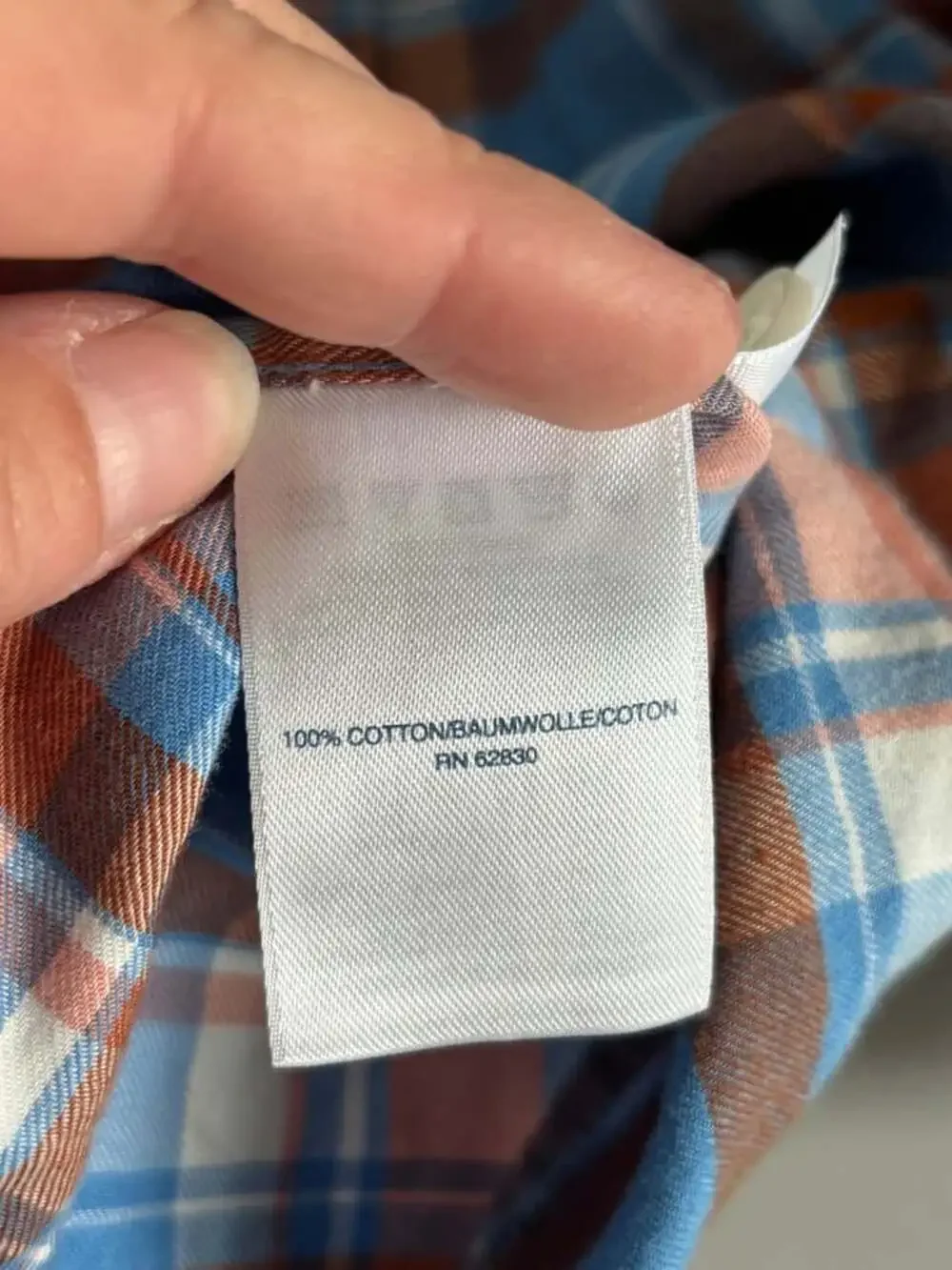 Lands' End Pintuck Plaid Flannel Popover Tunic Shirt Blue Orange Size 8